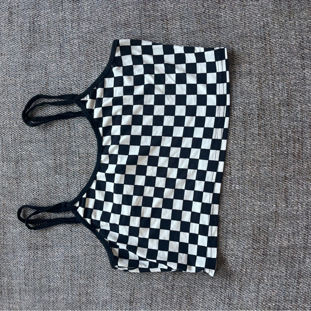Checkered Black and White Crop Top